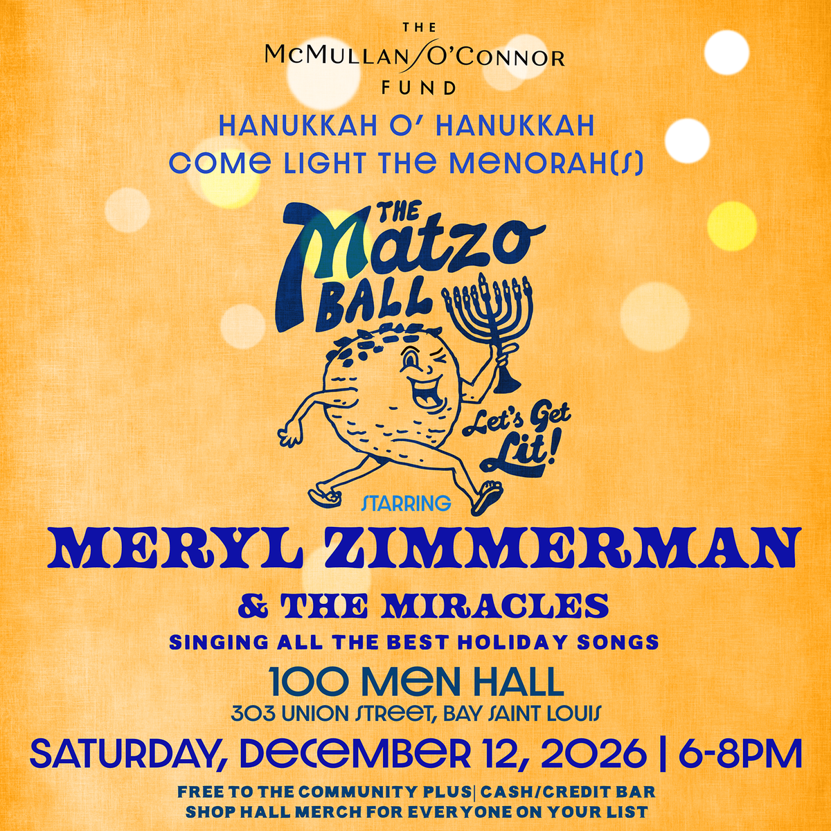 The Matzo Ball with Meryl Zimmerman & The Miracles, Sat, Dec 12, 2026 @ 6:00PM